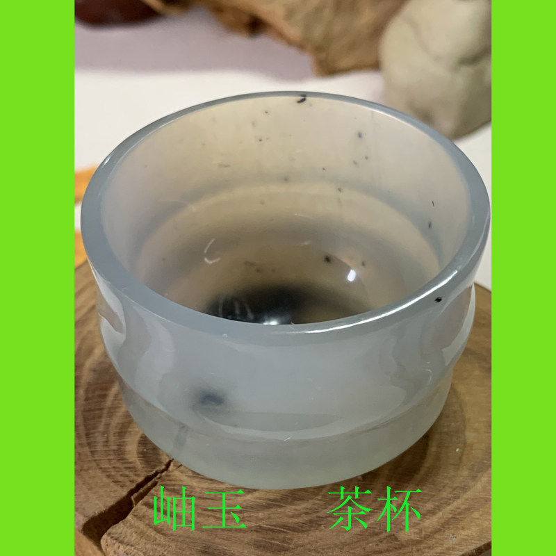 正品玉石杯子岫玉岫岩玉水墨竹节茶杯功夫茶杯茶碗不跑水不跑色