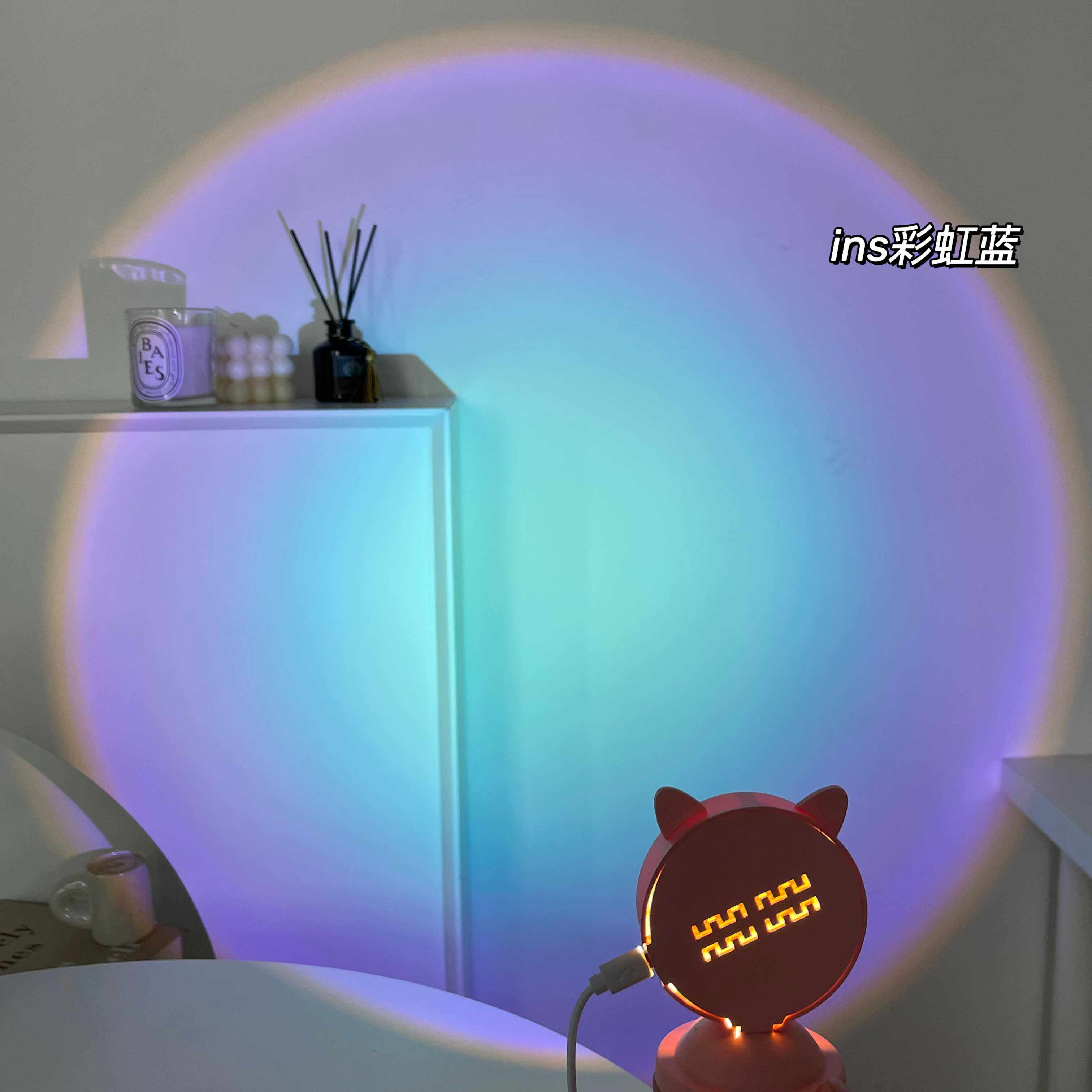 ins拍照落日灯晚霞投影灯 少女卧室床头台灯装饰氛围灯彩虹小夜灯