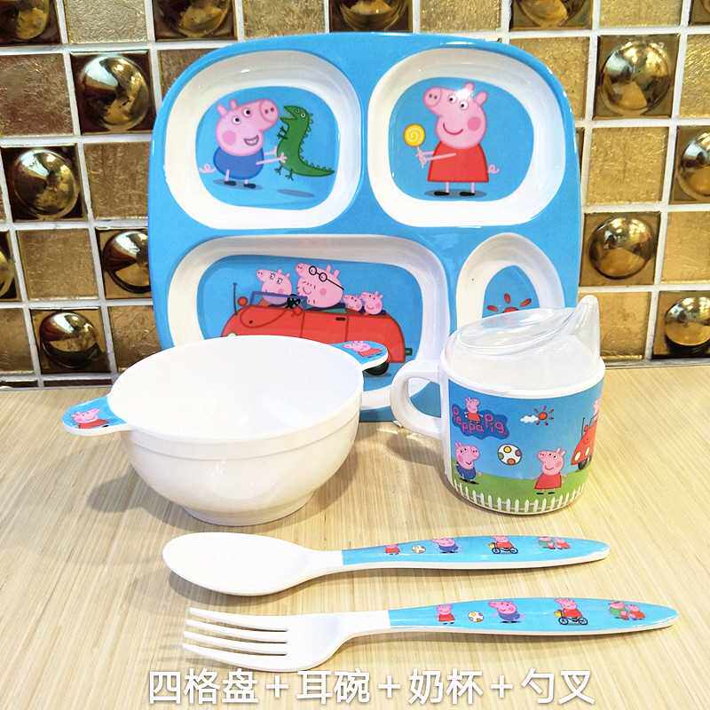 卡通密胺儿童碗宝宝辅食碗家用餐具套装碗水杯分格餐盘耐摔防烫