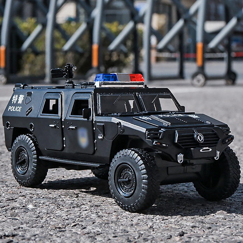 1:28警车玩具合金装甲车模型军事特种车玩具车男孩仿真防爆车战车