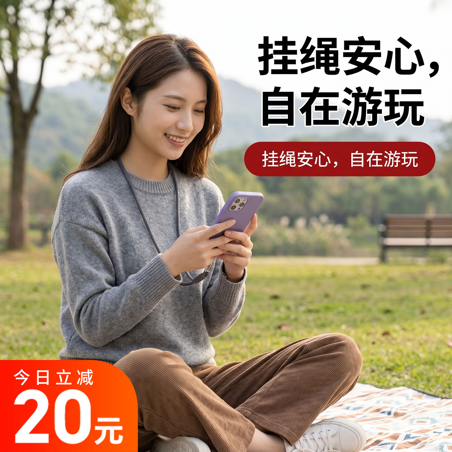 女士超好看手机挂绳侧边宽挂绳2026新款网红爆款防丢手机链手机斜挎背夹挂绳女精致高级感手机防丢安全绳图片