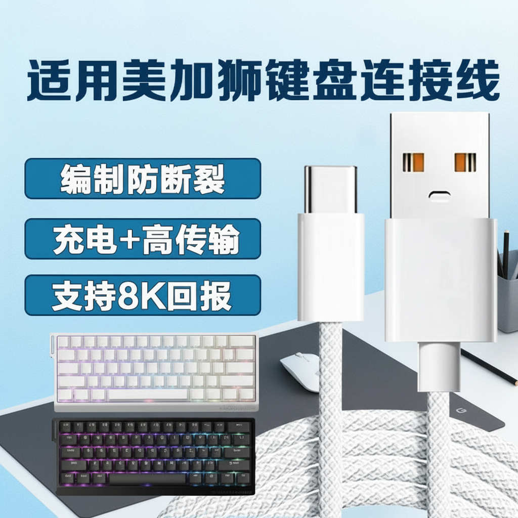 适用美加狮键盘线MAD60/68电竞磁轴键盘typeC线mad67pro键盘专用线USB线nano68TTC线