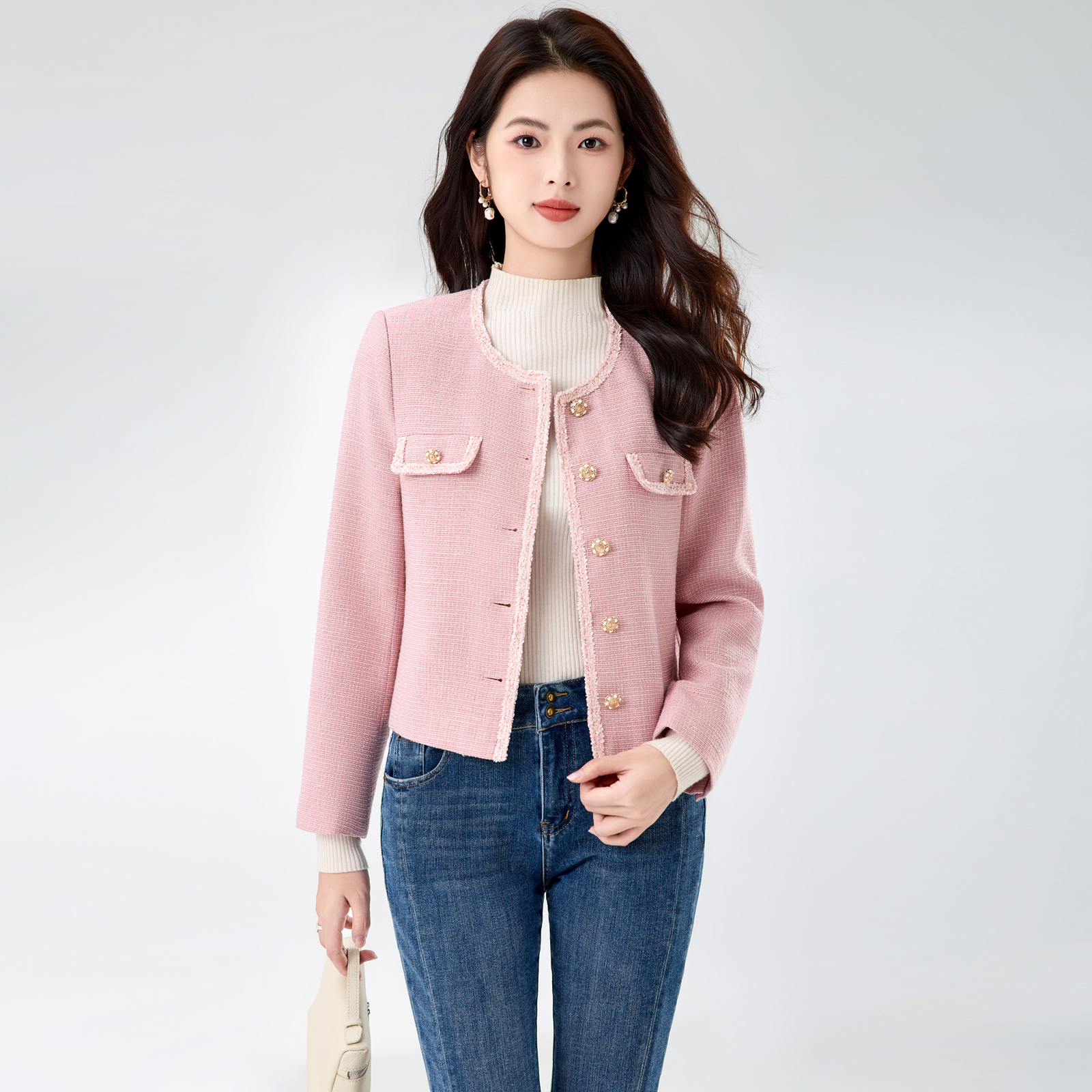 25秋冬新款小个子小香风夹克外套