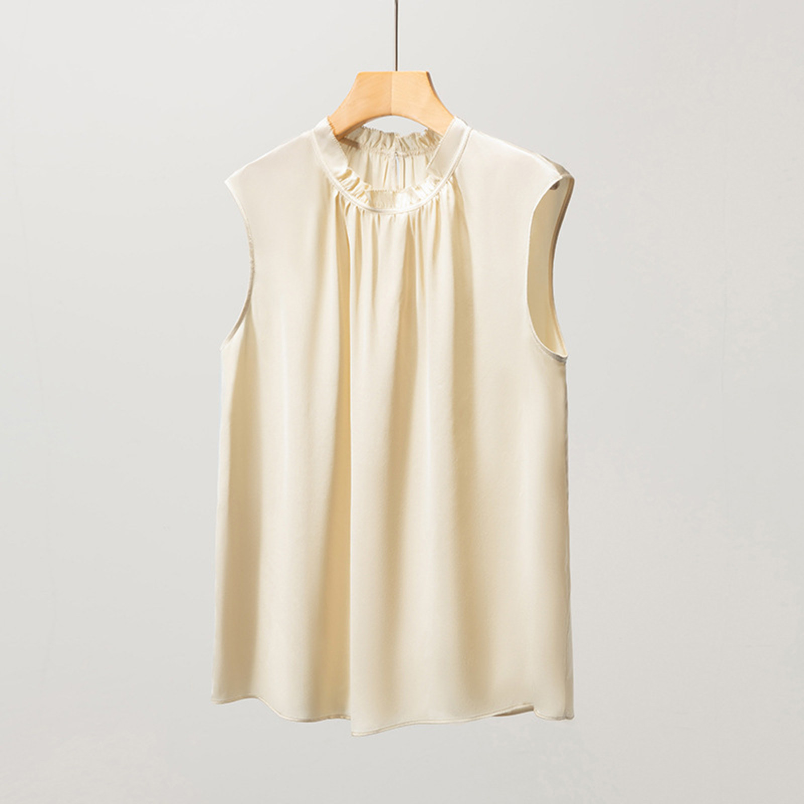 重磅桑蚕丝立领木耳边女士背心2026夏季新款时尚百搭无袖薄款上衣,女装/女士精品,真丝上装,淘宝优惠券,粉丝福利购,淘宝优惠卷