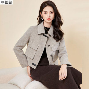 双面呢羊毛大衣女25秋冬新款高级感气质小个子短款山羊绒毛呢外套