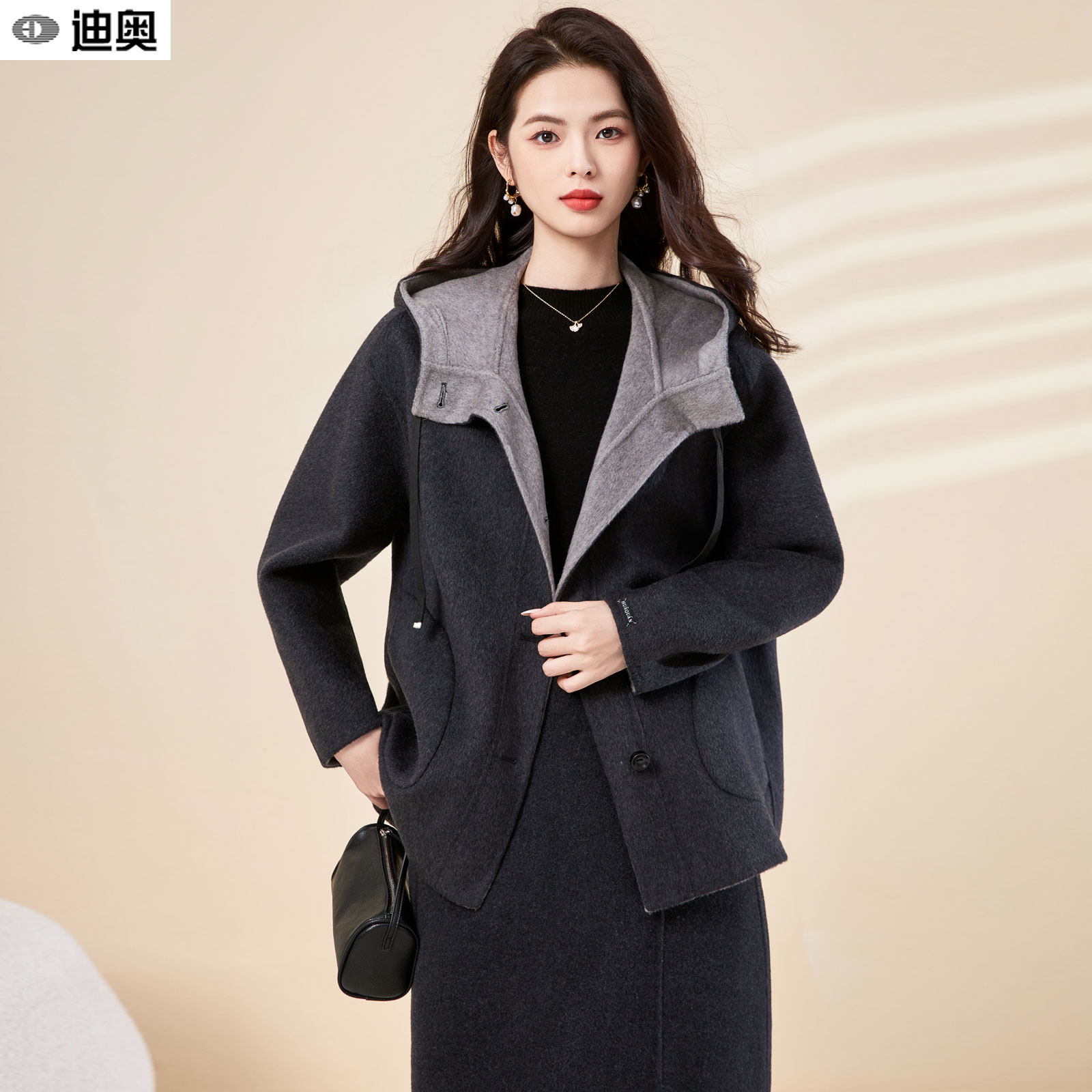 迪奥连帽双面呢羊毛大衣25秋冬