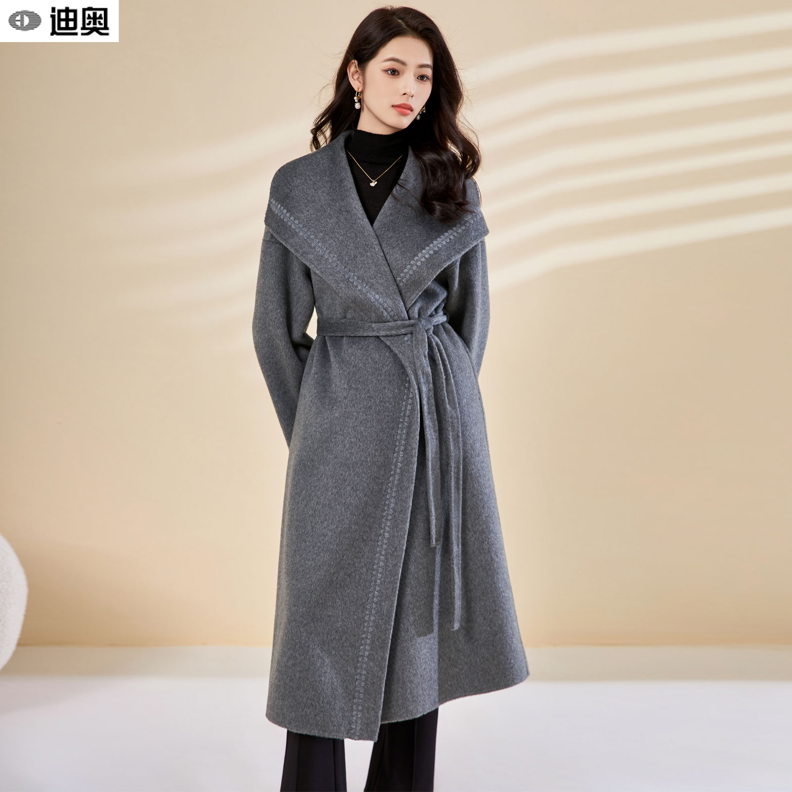 迪奥绣花双面呢羊毛大衣25秋冬新