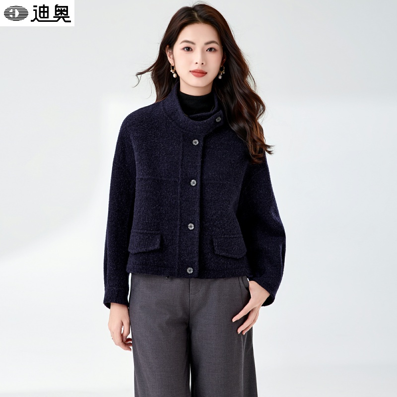25秋冬新款小个子立领毛呢外套女