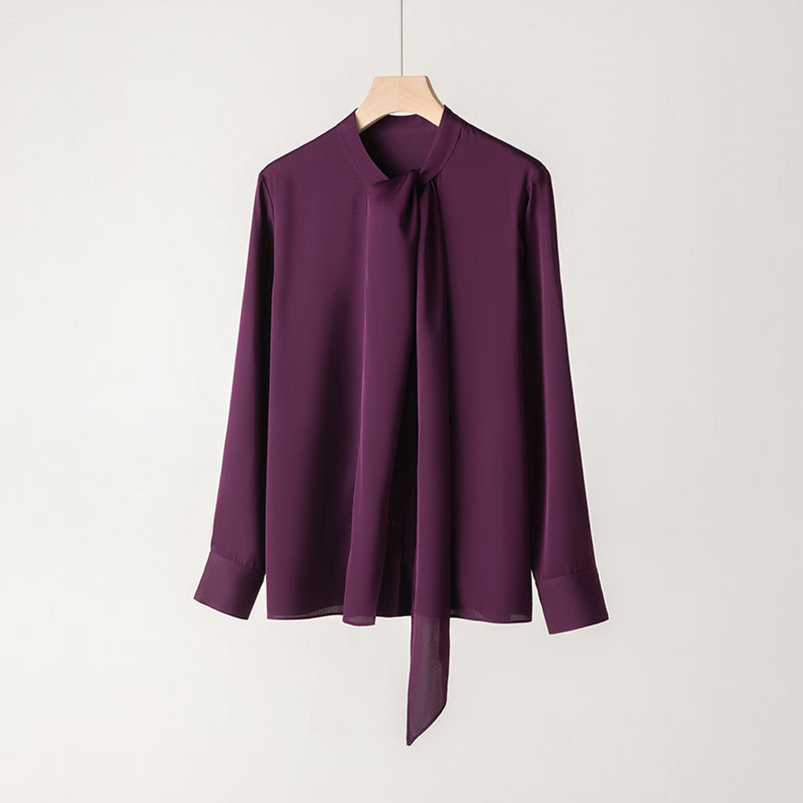 高级感真丝长袖飘带衬衫女2026春秋新款通勤休闲纯色显瘦气质上衣,女装/女士精品,真丝上装,淘宝优惠券,粉丝福利购,淘宝优惠卷