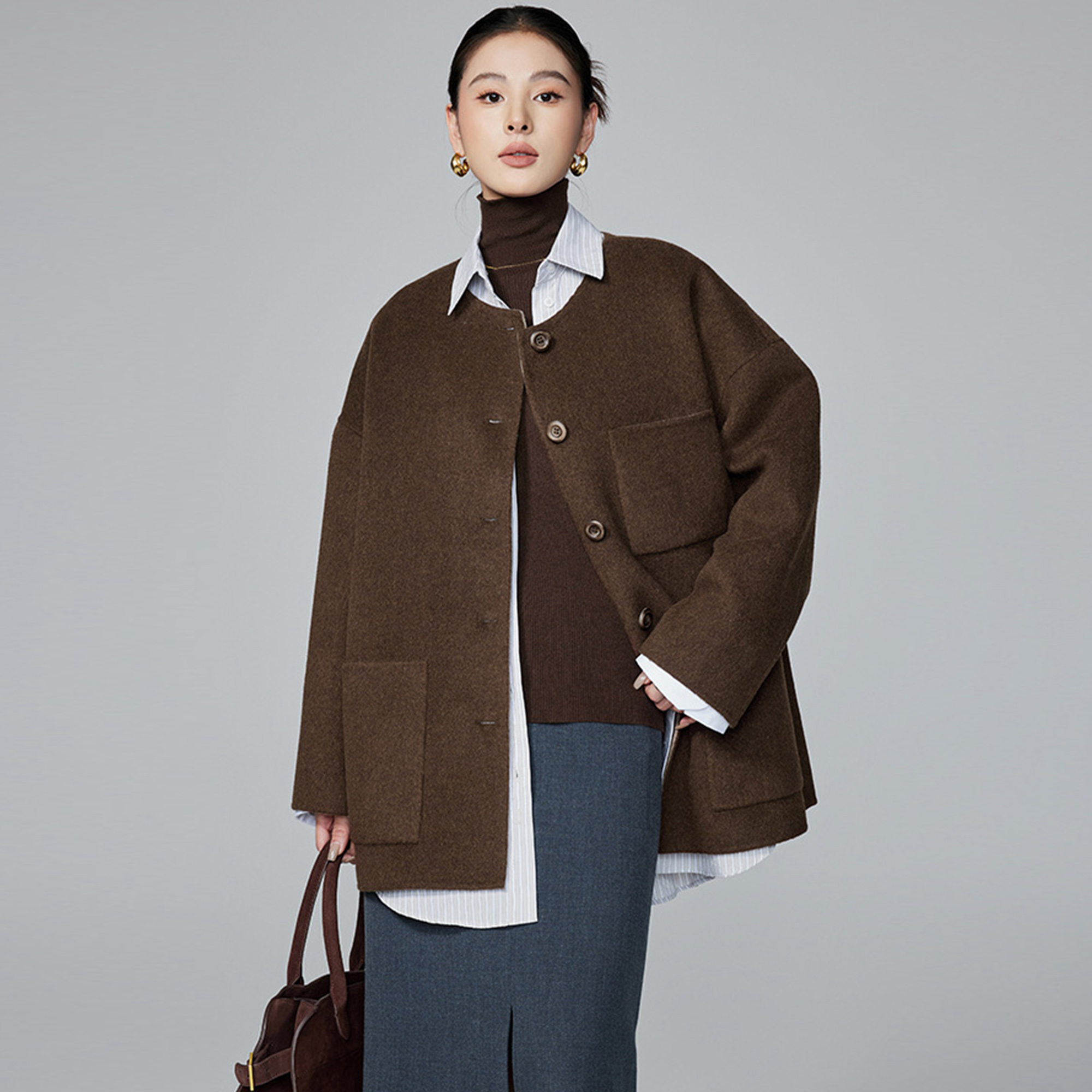 老钱风高级感两面穿羊毛大衣外套