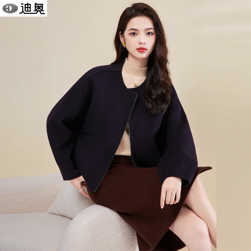 迪奥25秋冬小香风短款毛呢外套女