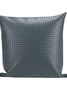 『莫兰迪』编织纹理皮革抱枕深绿色高级感抱枕方枕设计师沙发搭配