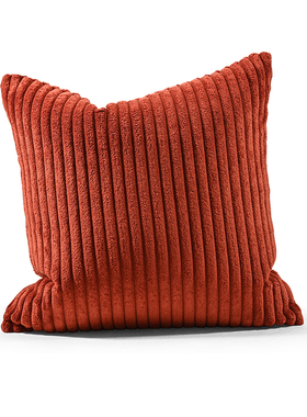 『灯心』轻奢灯芯绒橙色桔抱枕条纹毛绒线条样板间方靠枕现代简约