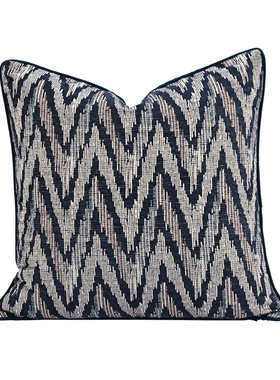 『丝绸之路』高端V形肌理冰感抱枕深蓝色北欧简约现代样板间酒店