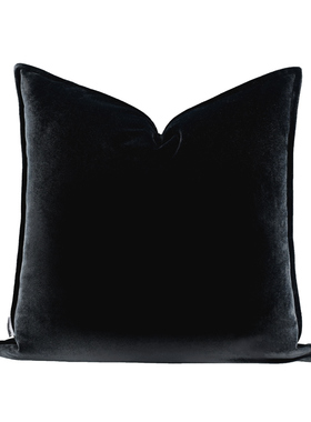 『莫兰迪』现代高级黑色天鹅绒丝绒纯色靠包抱枕样板间别墅方枕
