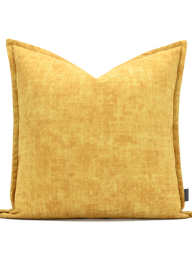 水墨抽象橙色土黄色现代简约样板房沙发客厅搭配腰枕方枕抱枕靠枕