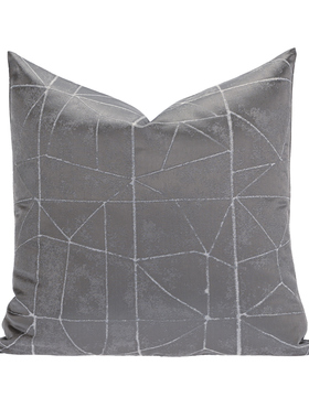 『coffee』高级灰色缎面抱枕线条客厅沙发方枕样板间简约现代酒店