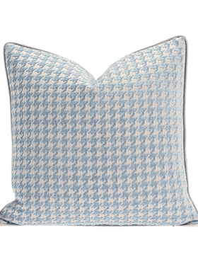 『千鸟格』高端浅蓝色立体千鸟格抱枕客厅沙发样板间方枕高档别墅