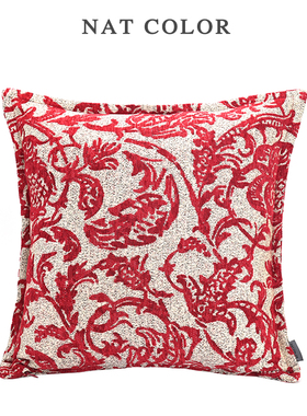 轻奢提花红色中式抱枕靠垫样板间搭配沙发靠枕客厅办公室靠背方枕