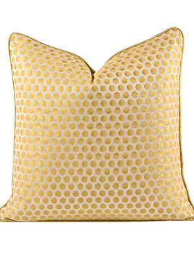 『冰川』高端金黄色冰感抱枕圆圈点纹方靠枕美式售楼处样板间酒店
