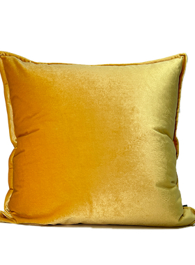 『丝光』高端真丝绒柠檬金黄色高级感方枕设计师样板间靠垫抱枕