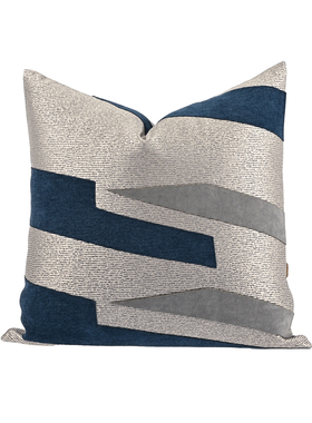 『艺术家』高端蓝色银色抱枕拼接客厅沙发冰感腰枕现代样板间酒店