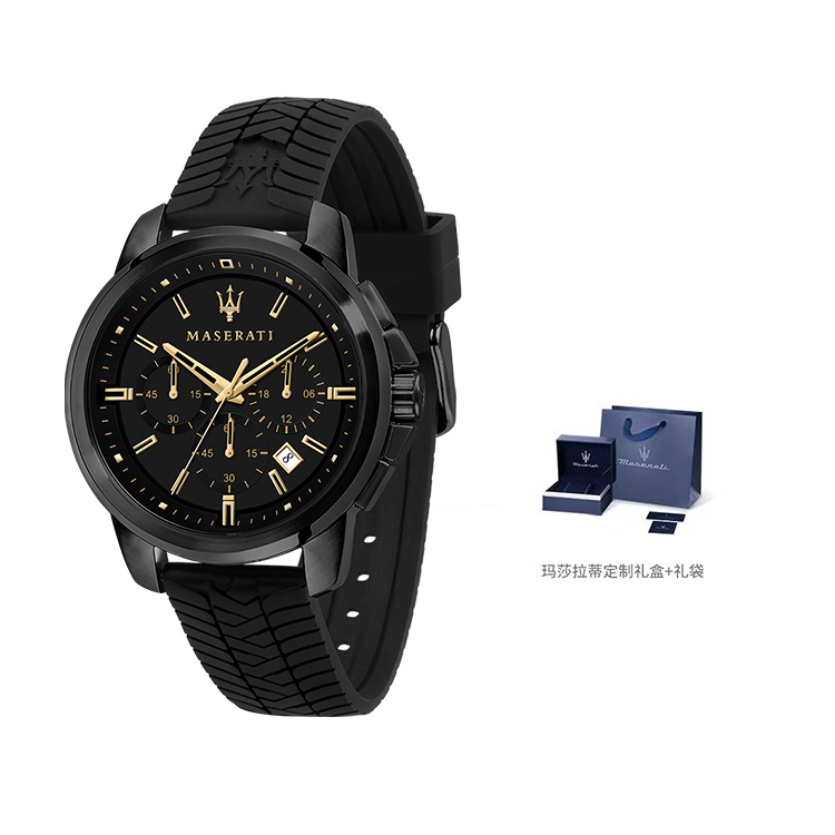 玛莎拉蒂手表男腕表石英表黑金黑武士男士运动时尚潮流腕表送礼