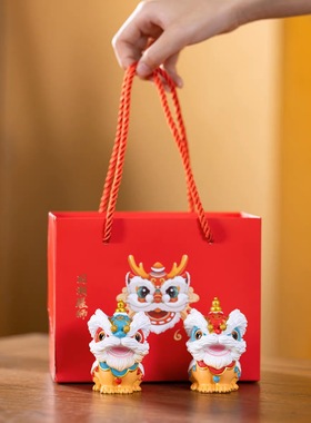 醒狮国潮新中式摆件招财茶宠汽车桌面装饰可爱家居饰品送礼文创