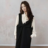 黑色叠穿背心连衣裙女秋冬新款 JfYanYan 可可摩卡 小个子背带裙