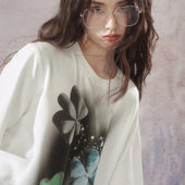 JfYanYan衣服女设计感小众夏短袖 新款 白色印花t恤小个子宽松