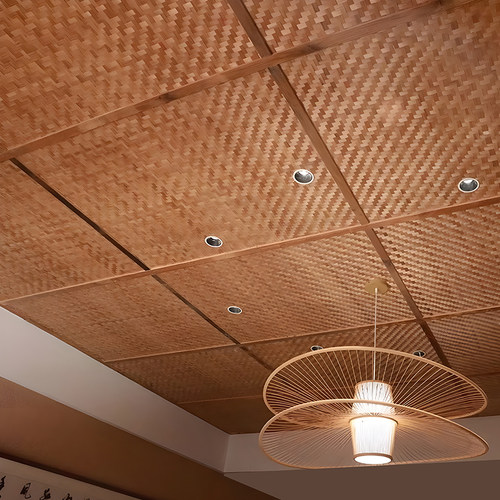 装修竹席吊顶背景墙面民宿茶室复古手工竹编装饰【人字编十字编】