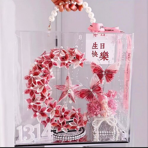 网红女神背影月亮有钱花手工材料亚克力礼盒七夕情人节生日送女友