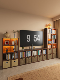 实木电视柜客厅家用储物柜儿童收纳书柜靠墙自由组合格子柜置物柜