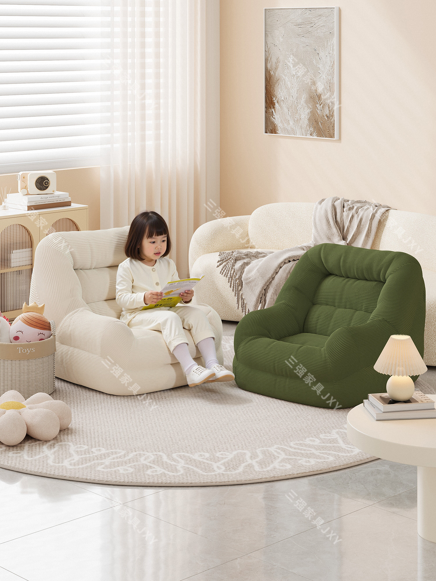 懒人沙发窝窝椅儿童阅读小沙发角落单人宝宝可爱靠背椅阳台休闲椅