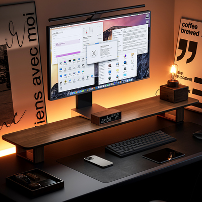 全实木增高架显示器可调垫高支架办公桌面收纳架台式电脑桌置物架