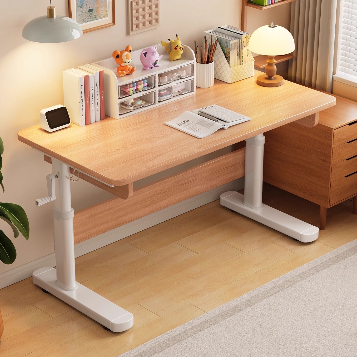 儿童学习桌可升降桌子实木书桌卧室电脑桌书桌小学生家用作业桌