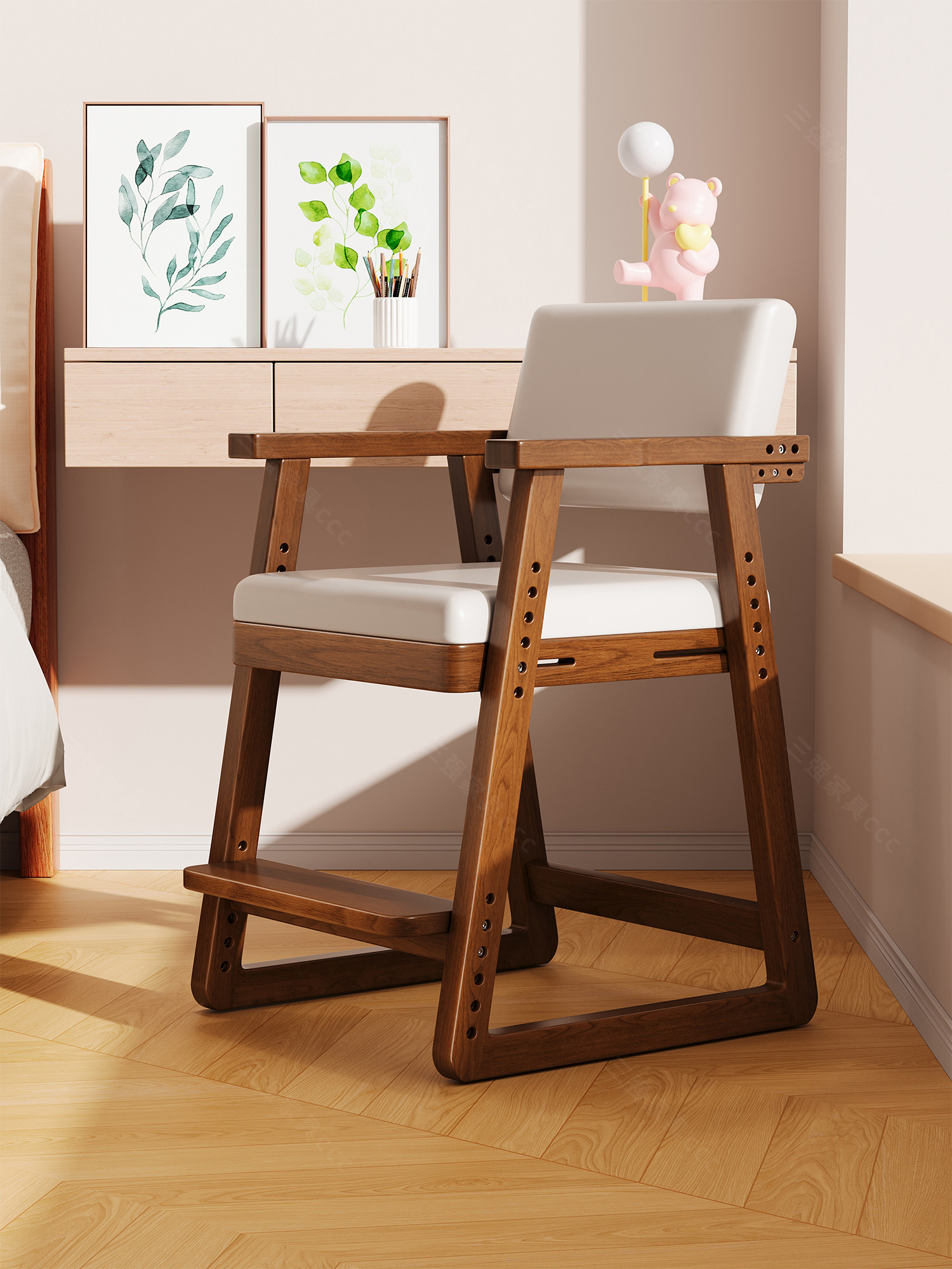 儿童椅子实木升降学习椅可调节高度写作业凳子小学生写字座椅餐椅