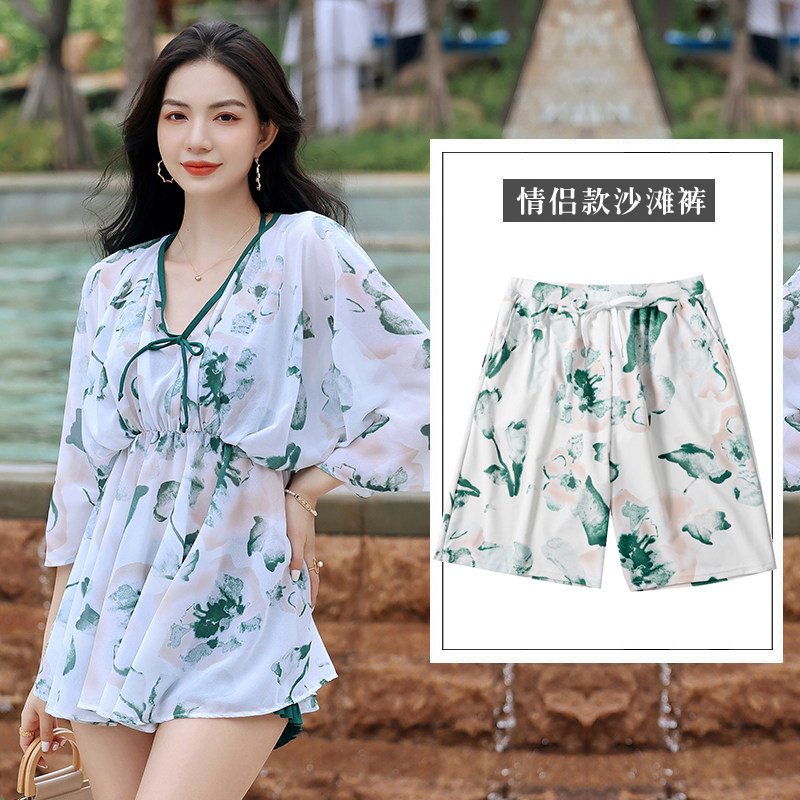 海边度假蜜月性感情侣泳衣女套装三件套超仙韩国ins风温泉情侣款