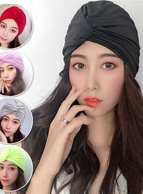 泳帽女长发专用不勒头可爱韩国日系显脸小大头围黑色成人潮款布料