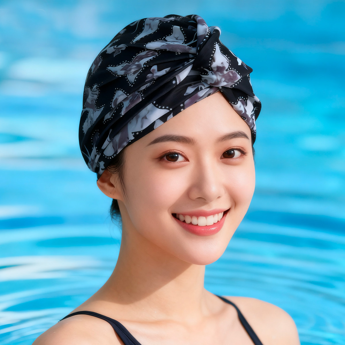 【天生舒适】女士拧劲布泳帽面料高弹不勒头时尚印花温泉度假休闲,运动/瑜伽/健身/球迷用品,泳帽,淘宝优惠券,粉丝福利购,淘宝优惠卷