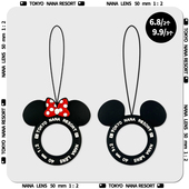 黑色米奇手机挂绳指环扣情侣款 水杯u盘钥匙防丢小挂件 硅胶圈短款