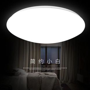 全白吸顶灯圆形超亮LED灯客厅卧室灯阳台灯楼道工程面包灯具智能