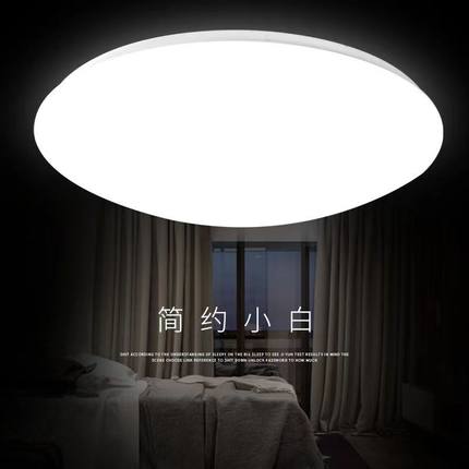 全白吸顶灯圆形超亮LED灯客厅卧室灯阳台灯楼道工程面包灯具智能