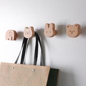 轻奢派儿童实木创意可爱卡通挂钩强力粘胶免打孔单个玄关墙面门后