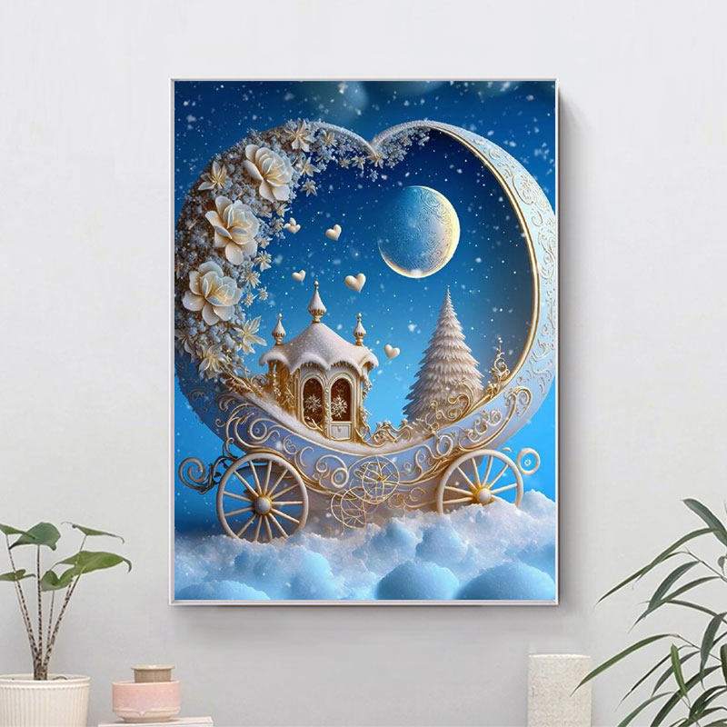 带框钻石画梦幻宫殿城堡2023新款手工diy5d贴钻十字绣客厅卧室