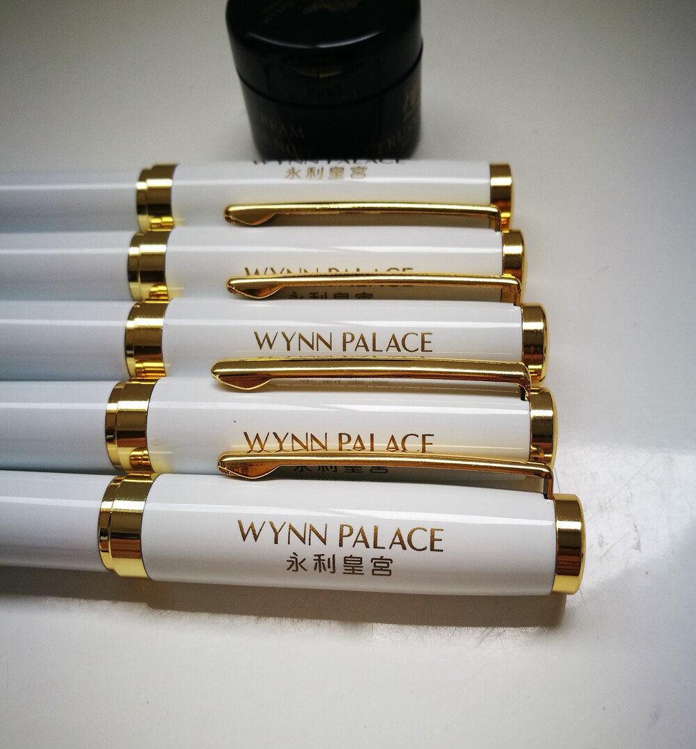 마카오 WYNN PALACE 호텔 스위트 고급스러운 금속 럭셔리 시그니처 펜 만년필 젤 펜 리필 교체 가능