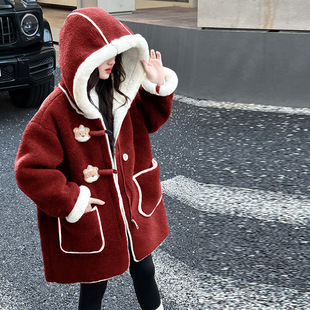 童装女童加绒加厚双面绒大衣2025秋冬新款儿童女孩中长款风衣外套