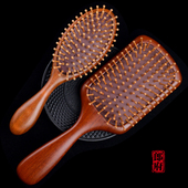 郎府木梳子金丝檀木气囊梳子大板梳按摩头皮护发梳顺发造型气垫梳