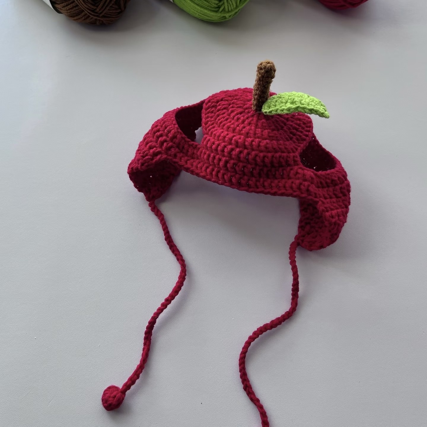 手工编织diy材料包毛线钩针可爱小猫苹果帽子自制生日礼物送朋友,宠物/宠物食品及用品,帽子,淘宝优惠券,粉丝福利购,淘宝优惠卷