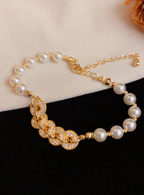 新中式锆石五帝钱珍珠手链